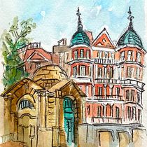 My project for course: Architectural Sketching with Watercolor and Ink. Sketching, Drawing, Watercolor Painting, Architectural Illustration, Sketchbook & Ink Illustration project by y7dfcnx8rv - 10.18.2023