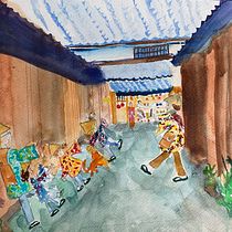 Mon projet du cours : Illustration à l’aquarelle de style japonais. Traditional illustration, Drawing, and Watercolor Painting project by Danielle - 10.18.2023