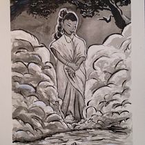 Kumari of the lake. Ilustração tradicional, Desenho e Ilustração com tinta projeto de devavrat.mathur - 23.10.2023