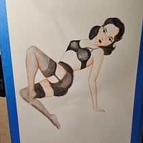 My project for course: Illustration of a Pin-Up with Traditional Techniques. Traditional illustration, Fine Arts, Painting, Pencil Drawing, and Drawing project by lorenacaraveo - 10.23.2023