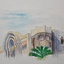 My project for course: Architectural Sketching with Watercolor and Ink. Sketching, Drawing, Watercolor Painting, Architectural Illustration, Sketchbook & Ink Illustration project by maali alajmi - 10.25.2023