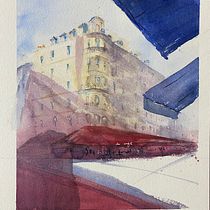 Final Project: Architectural Sketching with Watercolor and Ink. Sketching, Drawing, Watercolor Painting, Architectural Illustration, Sketchbook & Ink Illustration project by gfnm - 10.25.2023