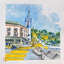 Mein Abschlussprojekt für den Kurs: Urban Sketching: Kreiere expressive Stadtlandschaften. Painting, Sketching, Drawing, Watercolor Painting, Sketchbook & Ink Illustration project by leni_k - 10.26.2023