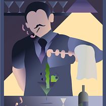 Appletini - Art Déco Project. Traditional illustration, Fine Arts, Poster Design, and Digital Illustration project by eugeniopignatelli99 - 10.26.2023