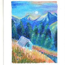 My project for course: Landscapes with Oil Pastels and Crayons: Playing with Light. Traditional illustration, Fine Arts, Drawing, Artistic Drawing, and Naturalistic Illustration project by rura - 10.26.2023