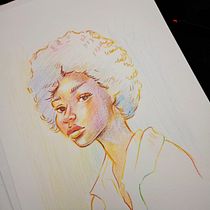 Meu projeto do curso: Desenho de retratos vibrantes com lápis de cor. Drawing, Portrait Drawing, Sketchbook, and Colored Pencil Drawing project by silviacaroline08 - 10.26.2023