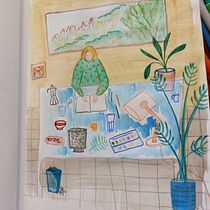 Mon projet du cours : Carnet de croquis pour explorer votre style de dessin. Ilustração tradicional, Esboçado, Criatividade, Desenho, Pintura em aquarela, Sketchbook, e Pintura guache projeto de Martine Latare - 27.10.2023