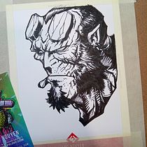 Hellboy: Character Illustration with Acrylic. Traditional illustration, Character Design, Painting, Comic, Acr, and lic Painting project by Loc Nguyen - 10.27.2023