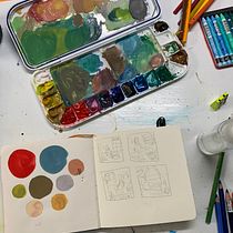 My project for course: Exploratory Sketchbook: Find Your Drawing Style. Ilustração tradicional, Esboçado, Criatividade, Desenho, Pintura em aquarela, Sketchbook, e Pintura guache projeto de Lynn Lantz - 29.10.2023