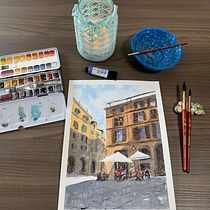 My project for course: Modern Techniques for Watercolor Cityscapes. Un progetto di Pittura e Pittura ad acquerello di Cristina Adorisio - 01.11.2023