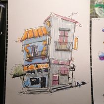 Mein Abschlussprojekt für den Kurs: Expressive Architekturskizzen mit Markern. Sketching, Drawing, Architectural Illustration, Sketchbook & Ink Illustration project by franziska_bruening - 11.01.2023