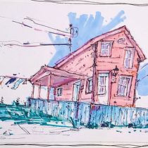 Mon projet du cours : Esquisses d'architecture expressives aux feutres de couleur. Sketching, Drawing, Architectural Illustration, Sketchbook & Ink Illustration project by sovignola - 11.02.2023