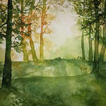 My project for course: Dreamy Watercolor Landscapes: Paint with Light. Un projet de Peinture , et Aquarelle de caribou - 04.11.2023