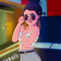 My project for course: Female Cartoon Character Design with Procreate. Projekt z dziedziny Trad, c, jna ilustracja, Ilustracja c, frowa, R, sunek c i frow użytkownika Ankita Agarwal - 07.11.2023