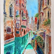 Venice Canal My project for course: Architectural Sketching with Watercolor and Ink (Here is a A4 watercolour on rough cotton heavy paper with scene referenced from pexels (david-bartus-586687). Light touch of acrylic pens.). Sketching, Drawing, Watercolor Painting, Architectural Illustration, Sketchbook & Ink Illustration project by Reg Watson - 11.05.2023
