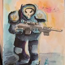 Space Marine. Un projet de Illustration traditionnelle, Dessin, Aquarelle , et Manga de Paul - 08.11.2023