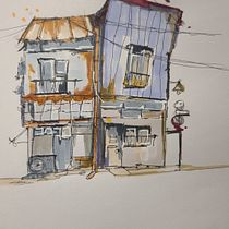 Mon projet du cours : Esquisses d'architecture expressives aux feutres de couleur. Sketching, Drawing, Architectural Illustration, Sketchbook & Ink Illustration project by delphine_deprat - 11.08.2023