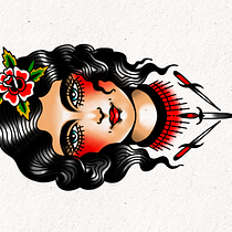 My project for course: Design Old-School Tattoos in Procreate. Projekt z dziedziny  R, sunek, Ilustracja c, frowa i Projektowanie tatuaż użytkownika Suzanne Vn - 09.11.2023