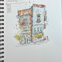 My project for course: Expressive Architectural Sketching with Colored Markers. Sketching, Drawing, Architectural Illustration, Sketchbook & Ink Illustration project by nancystandlee - 11.09.2023