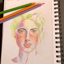 Il mio progetto del corso: Ritratti vivaci con matite colorate. Drawing, Portrait Drawing, Sketchbook, and Colored Pencil Drawing project by cclaudia - 11.12.2023