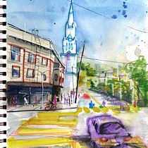 Urban Sketching: Expressive Cityscapes. Painting, Sketching, Drawing, Watercolor Painting, Sketchbook & Ink Illustration project by Aniruddha - 11.12.2023