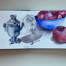 My project for course: Artistic Watercolor Sketching: Dare to Express Your Ideas. Ilustração tradicional, Esboçado, Criatividade, Desenho, Pintura em aquarela, e Sketchbook projeto de Katerina Iokton - 13.11.2023