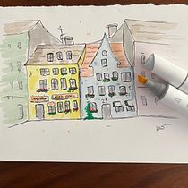 My project for course: Expressive Architectural Sketching with Colored Markers. Sketching, Drawing, Architectural Illustration, Sketchbook & Ink Illustration project by Michelle - 11.15.2023