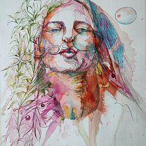My project for course: Experimental Portraiture with Ink, Tea and Alcohol. Fine Arts, Painting, Drawing & Ink Illustration project by Irina Tileva - 11.16.2023