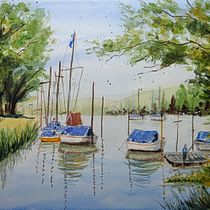 Mein Abschlussprojekt für den Kurs: Wasserlandschaften in Aquarell malen. Un proyecto de Pintura, Pintura a la acuarela e Ilustración naturalista				 de Katja Bader - 16.11.2023