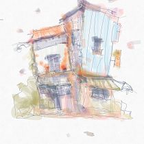 My project for course: Expressive Architectural Sketching with Colored Markers. Sketching, Drawing, Architectural Illustration, Sketchbook & Ink Illustration project by an_truong - 11.17.2023