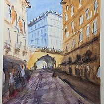 Mein Abschlussprojekt für den Kurs: Architektonische Darstellung mit Aquarell. Un projet de Aquarelle et Illustration architecturale de Almut Ames - 19.11.2023
