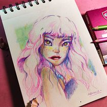 My project for course: Vibrant Portrait Drawing with Colored Pencils. Drawing, Portrait Drawing, Sketchbook, and Colored Pencil Drawing project by ploysasaki - 11.17.2023