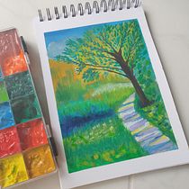 Mi proyecto del curso: Pintura de paisajes con gouache para principiantes Ein Projekt aus dem Bereich Bildende Künste, Malerei, Naturalistische Illustration und Gouachemalerei von Julieth Daniela - 19.11.2023