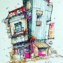 My project for course: Expressive Architectural Sketching with Colored Markers. Sketching, Drawing, Architectural Illustration, Sketchbook & Ink Illustration project by Alfonso Pendás - 11.21.2023