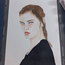Meu projeto do curso: Retrato em aquarela a partir de uma fotografia. Traditional illustration, Watercolor Painting, and Portrait Drawing project by Fernanda Ferreia - 11.24.2023
