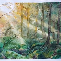 Mój projekt z kursu: Oniryczne pejzaże akwarelą: maluj światłem. Un projet de Peinture , et Aquarelle de Hanna Urbankowska - 25.11.2023