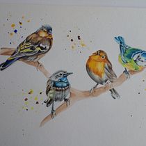 Mein Abschlussprojekt für den Kurs: Illustriere Vögel mit expressiven Aquarelltechniken. Traditional illustration, Watercolor Painting, Realistic Drawing, and Naturalistic Illustration project by sa_mar - 10.27.2022