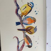 My project for course: Artistic Watercolor Techniques for Illustrating Birds. Traditional illustration, Watercolor Painting, Realistic Drawing, and Naturalistic Illustration project by cmcconne - 11.24.2023