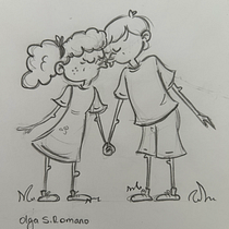 My project for course: Introduction to the Creation of Cartoon Style Characters_Una pareja infantil. Un projet de Illustration traditionnelle, Conception de personnages , et Dessin de Olga SAley - 27.11.2023