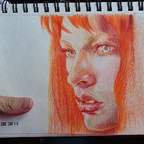 Mon projet du cours : Dessin de portraits expressifs aux crayons de couleur . Un proyecto de Dibujo, Dibujo de Retrato, Sketchbook y Dibujo con lápices de colores de J. DUDLO - 01.12.2023