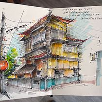 Mi proyecto del curso: Dibujo arquitectónico expresivo con marcadores de colores. Sketching, Drawing, Architectural Illustration, Sketchbook & Ink Illustration project by Alfredo Corzo - 11.28.2023