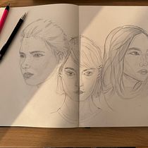 My project for course: Portrait Sketchbooking: Explore the Human Face. Projekt z dziedziny Sketching,  R, sunek, Portret,  R, sunek art, st, czn i Sketchbook użytkownika Maryna Chupryna - 03.12.2023