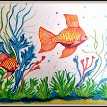 Mon projet du cours : Illustration d'univers marins à l'aquarelle. Un projet de Illustration traditionnelle, Peinture, Aquarelle et Illustration naturaliste de sandrine GANIER - 03.12.2023