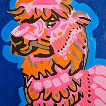 Stylized Acrylic Painting - Lhama. Painting, Acr, and lic Painting project by Sérgio Dantas - 12.03.2023