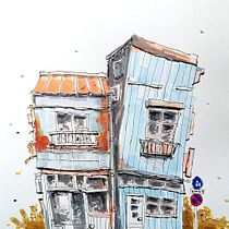 Mein Abschlussprojekt für den Kurs: Expressive Architekturskizzen mit Markern. Sketching, Drawing, Architectural Illustration, Sketchbook & Ink Illustration project by Katja Bader - 12.04.2023