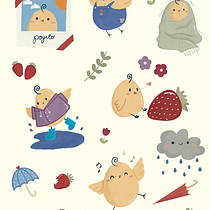 Poyito the Pollito sticker sheet! | My project for course: Kawaii Illustration: Create Charming Characters Ein Projekt aus dem Bereich Traditionelle Illustration, Design von Figuren und Manga von agape_montero - 03.12.2023