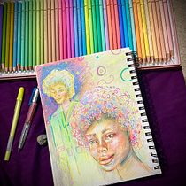 Mi proyecto del curso: Dibujo de retratos llamativos con lápices de colores. Drawing, Portrait Drawing, Sketchbook, and Colored Pencil Drawing project by Norma Guichard - 12.05.2023