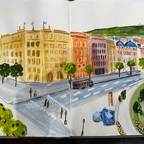 My project for course: Pictorial Sketchbook with Gouache. Un proyecto de Ilustración tradicional, Bocetado, Dibujo, Ilustración arquitectónica, Sketchbook y Pintura gouache de Melissa - 06.12.2023