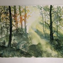 My project for course: Dreamy Watercolor Landscapes: Paint with Light. Pintura, e Pintura em aquarela projeto de nacher613 - 04.12.2023