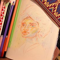 Mi proyecto del curso: Dibujo de retratos llamativos con lápices de colores. Drawing, Portrait Drawing, Sketchbook, and Colored Pencil Drawing project by Iovanna Morales - 12.08.2023
